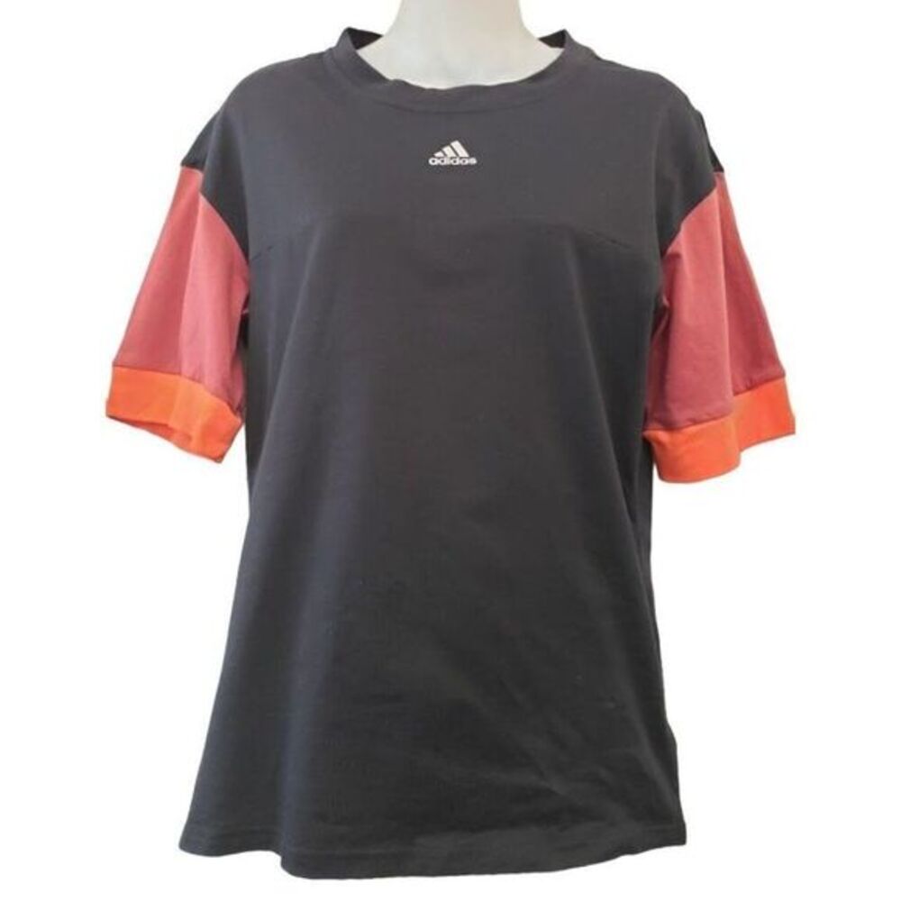 adidas Cotton Shirt Top Women's XS Black Red‎ White Crewneck Short-Sleeve NEW